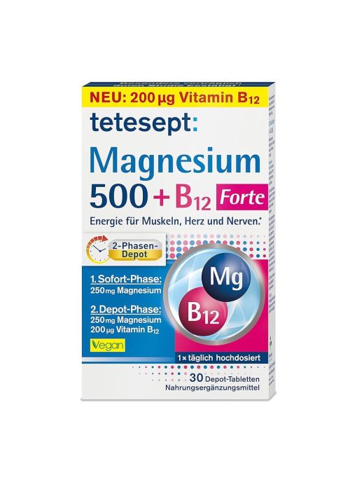 مکمل غذایی Tetesept Magnesium 500 + B12 Forte